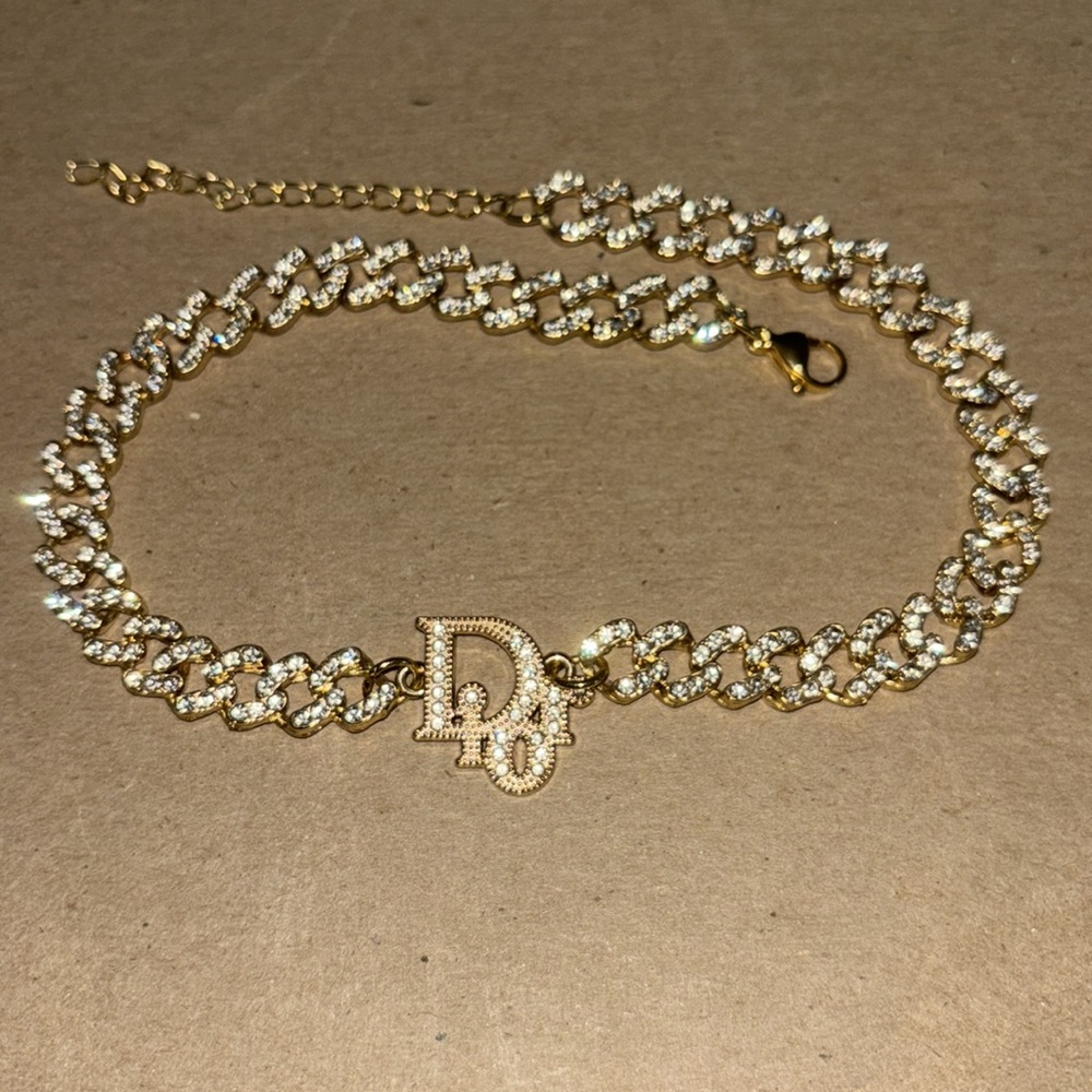 Gold and Silver Crystal Chain Necklace
